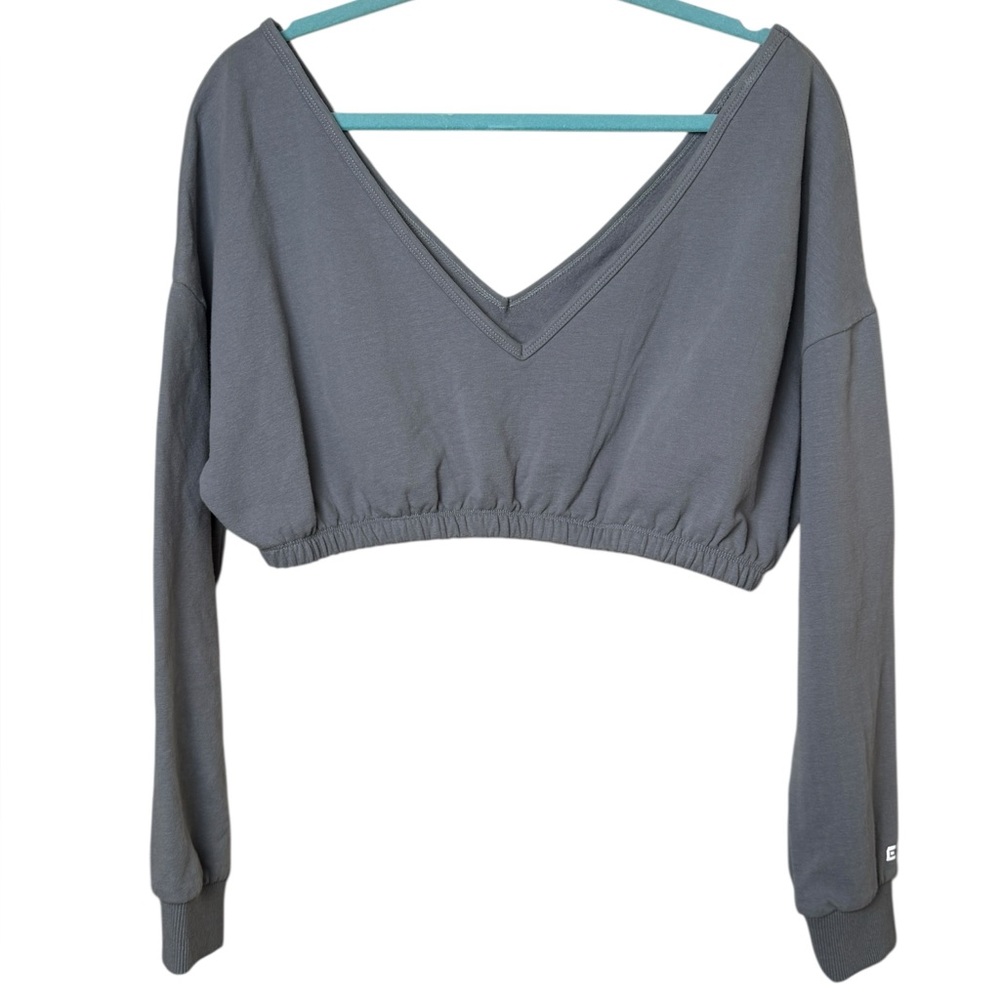 ECHT Charcoal V-Neck Cropped Hoodie